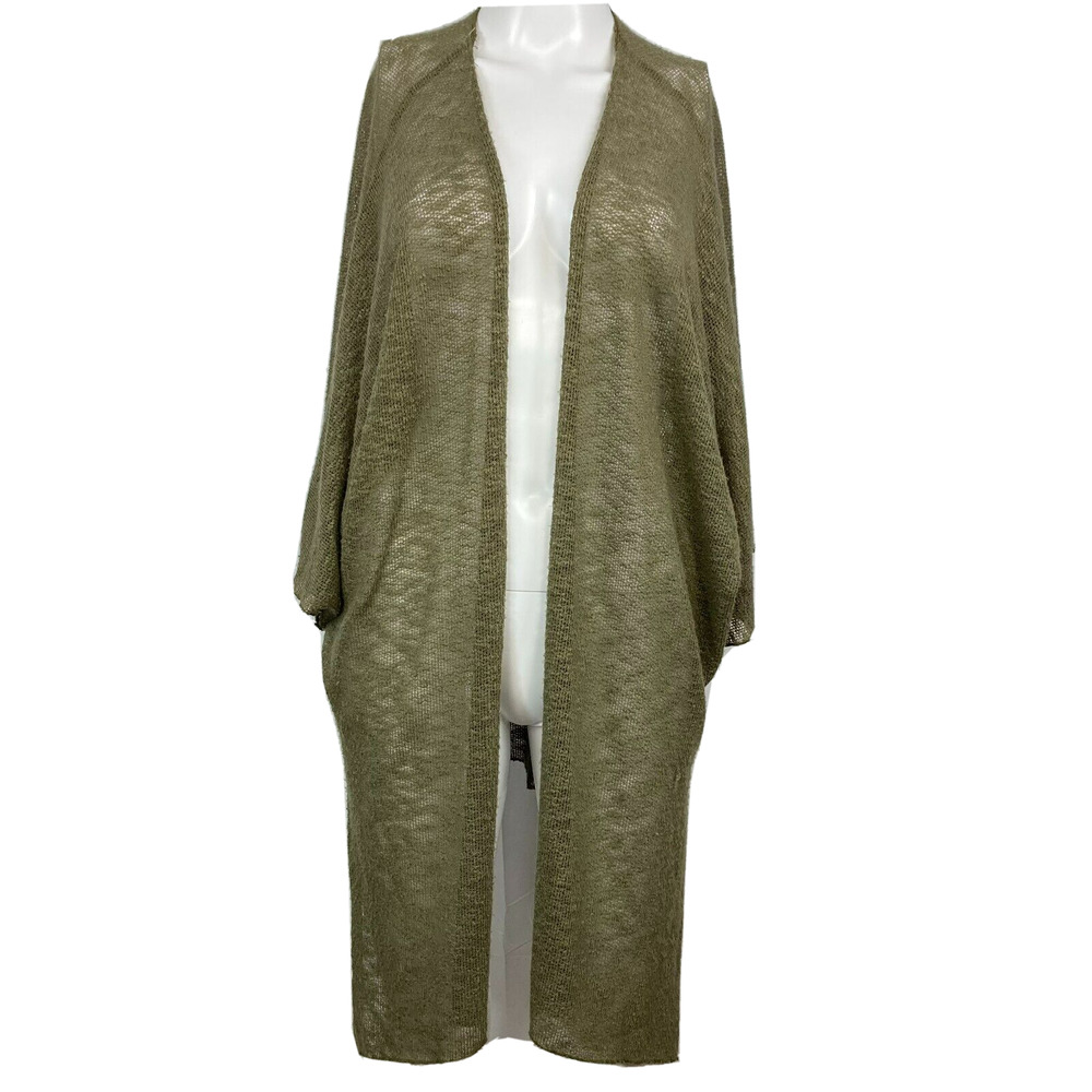 Audrey Cardigan Womens Sz S Beige Sweater Stretch Lightweight Open Knit